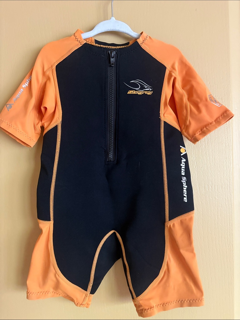 Kids Short-Sleeve Swim Rashguard - Black & Orange